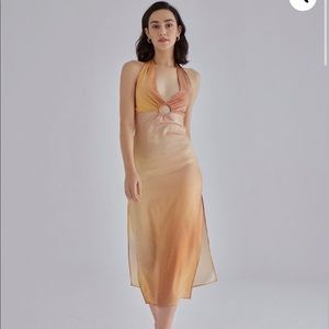 Silk Maison Ombré Halterneck Midi Dress - Brand New